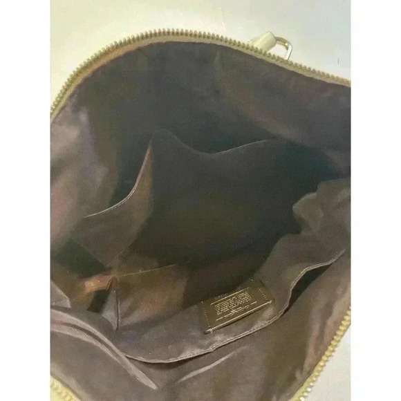 Coach Signature Zip Tote Back Light Khaki Beige Ran White Purse Shoulder Bag - Picture 7 of 13